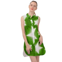 Snowflakes And Star Patterns Green Stars Sleeveless Shirt Dress by artworkshop