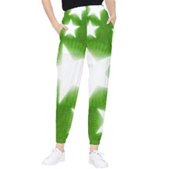 Snowflakes And Star Patterns Green Stars Tapered Pants