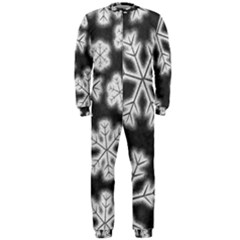 Snowflakes And Star Patterns Grey Frost Onepiece Jumpsuit (men) by artworkshop