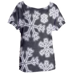 Snowflakes And Star Patterns Grey Frost Women s Oversized Tee