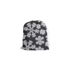 Snowflakes And Star Patterns Grey Frost Drawstring Pouch (xs) by artworkshop