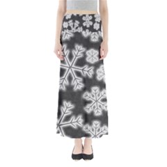 Snowflakes And Star Patterns Grey Frost Full Length Maxi Skirt by artworkshop