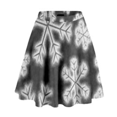 Snowflakes And Star Patterns Grey Frost High Waist Skirt by artworkshop