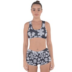 Snowflakes And Star Patterns Grey Frost Racerback Boyleg Bikini Set by artworkshop