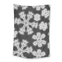 Snowflakes And Star Patterns Grey Frost Small Tapestry by artworkshop