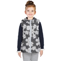 Snowflakes And Star Patterns Grey Frost Kids  Hooded Puffer Vest by artworkshop