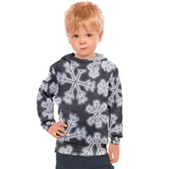 Snowflakes And Star Patterns Grey Frost Kids  Hooded Pullover by artworkshop