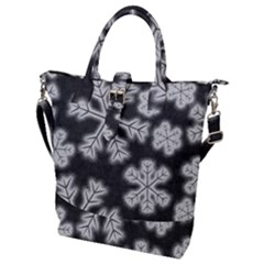 Snowflakes And Star Patterns Grey Frost Buckle Top Tote Bag by artworkshop