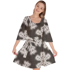 Snowflakes And Star Patterns Grey Frost Velour Kimono Dress by artworkshop