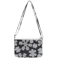 Snowflakes And Star Patterns Grey Frost Double Gusset Crossbody Bag by artworkshop