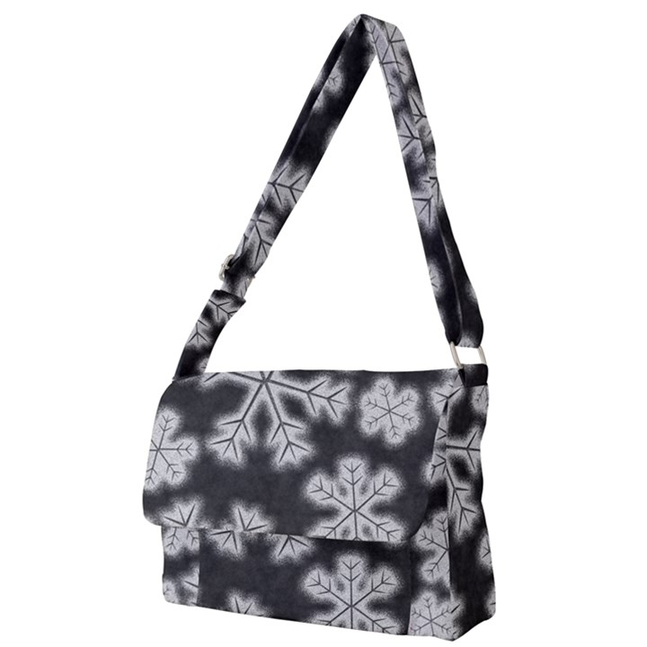 Snowflakes And Star Patterns Grey Frost Full Print Messenger Bag (L)