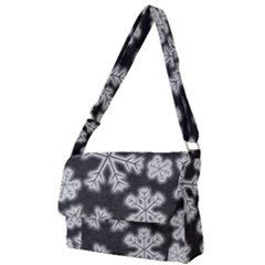 Snowflakes And Star Patterns Grey Frost Full Print Messenger Bag (l) by artworkshop