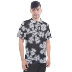 Snowflakes And Star Patterns Grey Frost Men s Polo Tee by artworkshop