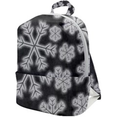 Snowflakes And Star Patterns Grey Frost Zip Up Backpack by artworkshop