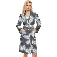 Snowflakes And Star Patterns Grey Frost Long Sleeve Velour Robe by artworkshop