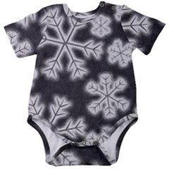 Snowflakes And Star Patterns Grey Frost Baby Short Sleeve Onesie Bodysuit by artworkshop