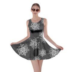 Snowflakes And Star Patterns Grey Snow Skater Dress by artworkshop