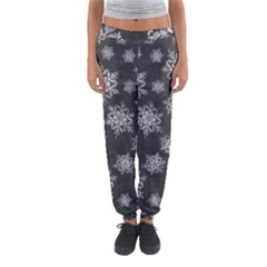 Snowflakes And Star Patterns Grey Snow Women s Jogger Sweatpants by artworkshop