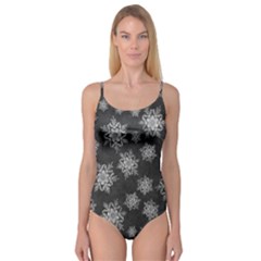 Snowflakes And Star Patterns Grey Snow Camisole Leotard  by artworkshop