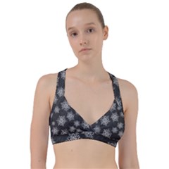 Snowflakes And Star Patterns Grey Snow Sweetheart Sports Bra by artworkshop