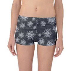 Snowflakes And Star Patterns Grey Snow Reversible Boyleg Bikini Bottoms