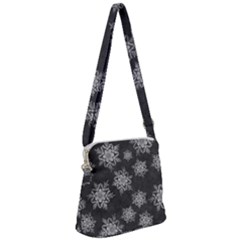 Snowflakes And Star Patterns Grey Snow Zipper Messenger Bag by artworkshop