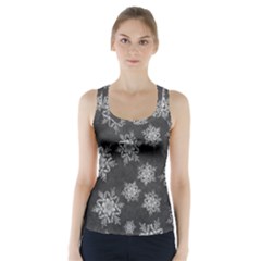 Snowflakes And Star Patterns Grey Snow Racer Back Sports Top by artworkshop