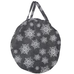 Snowflakes And Star Patterns Grey Snow Giant Round Zipper Tote by artworkshop