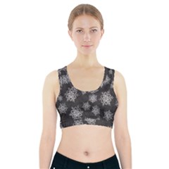 Snowflakes And Star Patterns Grey Snow Sports Bra With Pocket by artworkshop