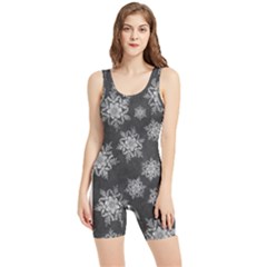 Snowflakes And Star Patterns Grey Snow Women s Wrestling Singlet by artworkshop