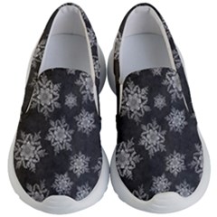 Snowflakes And Star Patterns Grey Snow Kids Lightweight Slip Ons by artworkshop