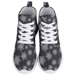 Snowflakes And Star Patterns Grey Snow Women s Lightweight High Top Sneakers by artworkshop