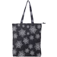 Snowflakes And Star Patterns Grey Snow Double Zip Up Tote Bag by artworkshop