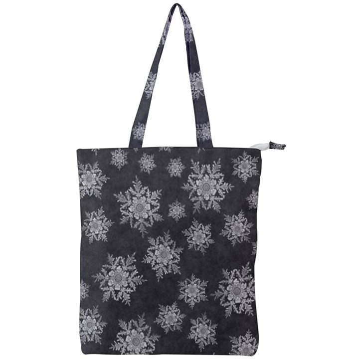 Snowflakes And Star Patterns Grey Snow Double Zip Up Tote Bag