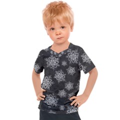 Snowflakes And Star Patterns Grey Snow Kids  Sports Tee