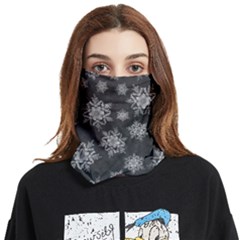 Snowflakes And Star Patterns Grey Snow Face Covering Bandana (two Sides) by artworkshop