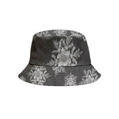 Snowflakes And Star Patterns Grey Snow Inside Out Bucket Hat (kids) by artworkshop