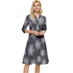 Snowflakes And Star Patterns Grey Snow Classy Knee Length Dress by artworkshop