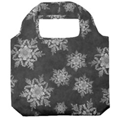 Snowflakes And Star Patterns Grey Snow Foldable Grocery Recycle Bag by artworkshop