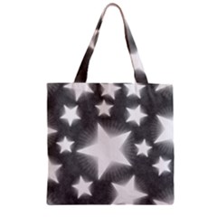 Snowflakes And Star Patterns Grey Stars Zipper Grocery Tote Bag by artworkshop