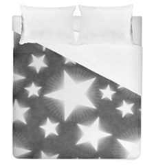 Snowflakes And Star Patterns Grey Stars Duvet Cover (queen Size) by artworkshop