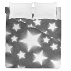 Snowflakes And Star Patterns Grey Stars Duvet Cover Double Side (queen Size) by artworkshop