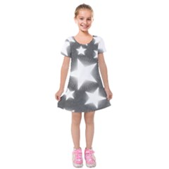 Snowflakes And Star Patterns Grey Stars Kids  Short Sleeve Velvet Dress by artworkshop