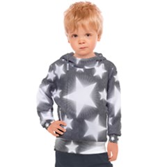 Snowflakes And Star Patterns Grey Stars Kids  Hooded Pullover by artworkshop