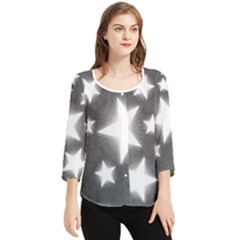 Snowflakes And Star Patterns Grey Stars Chiffon Quarter Sleeve Blouse by artworkshop