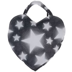 Snowflakes And Star Patterns Grey Stars Giant Heart Shaped Tote by artworkshop