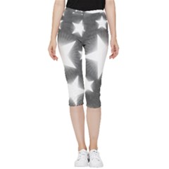 Snowflakes And Star Patterns Grey Stars Inside Out Lightweight Velour Capri Leggings  by artworkshop