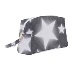 Snowflakes And Star Patterns Grey Stars Wristlet Pouch Bag (medium) by artworkshop