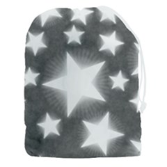 Snowflakes And Star Patterns Grey Stars Drawstring Pouch (3xl) by artworkshop