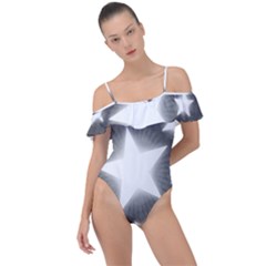 Snowflakes And Star Patterns Grey Stars Frill Detail One Piece Swimsuit